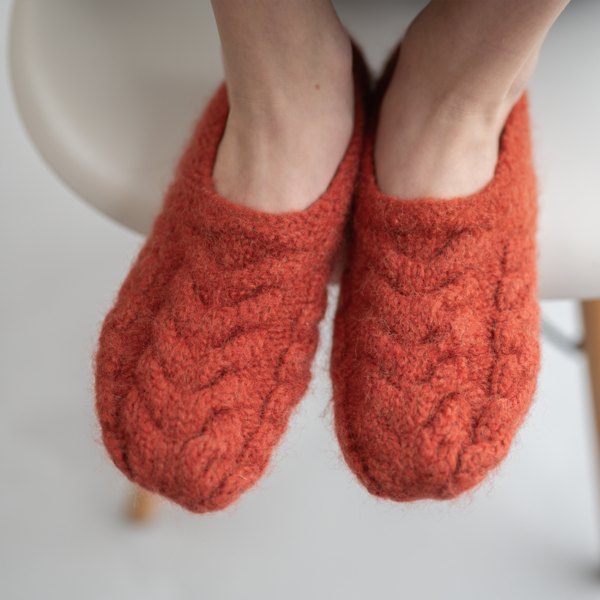 Julia Adams Patterns James Felted Slipper in Red brown