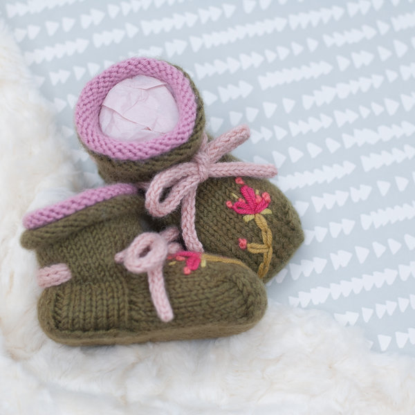 Julia Adams Patterns Tom Boot in Olive and Pink