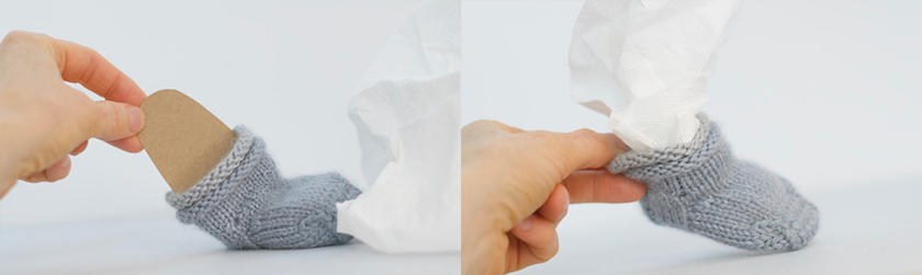 Stuffing shoe with base them rag or tissue
