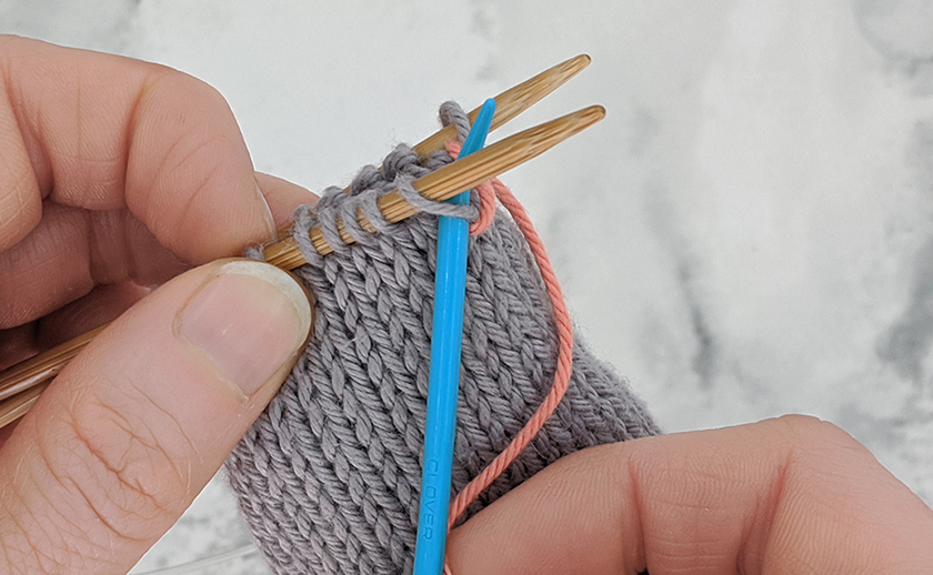 Step 1 of Kitchener Stitch