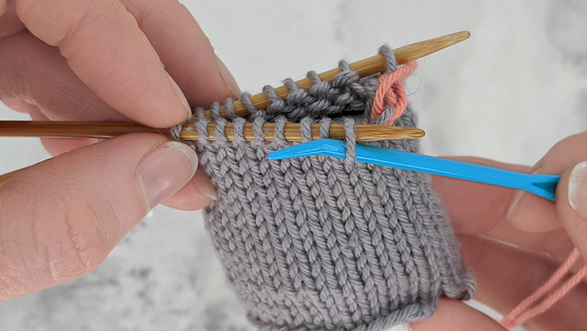 Step 2 of Kitchener Stitch