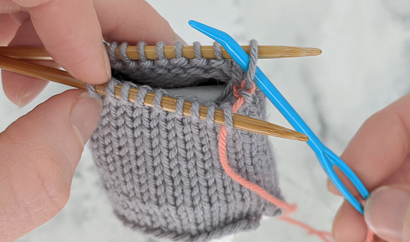 Step 3 of Kitchener Stitch