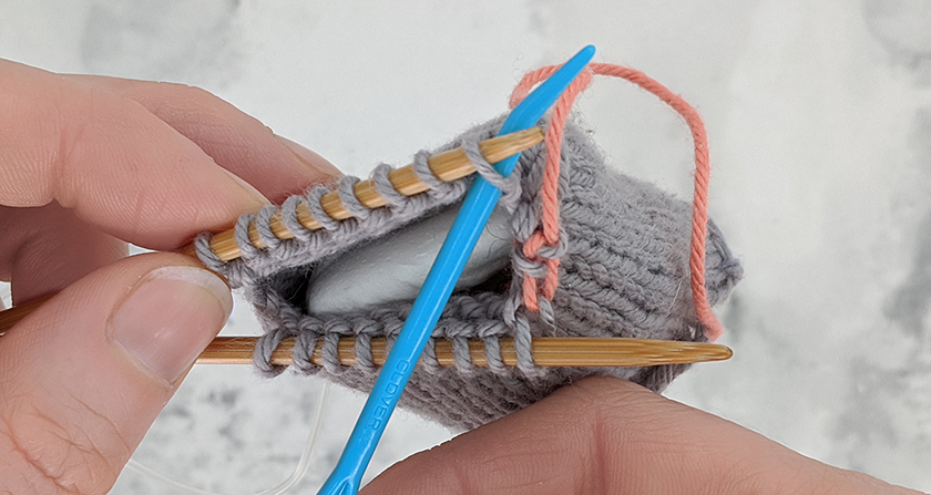 Step 4 of Kitchener Stitch
